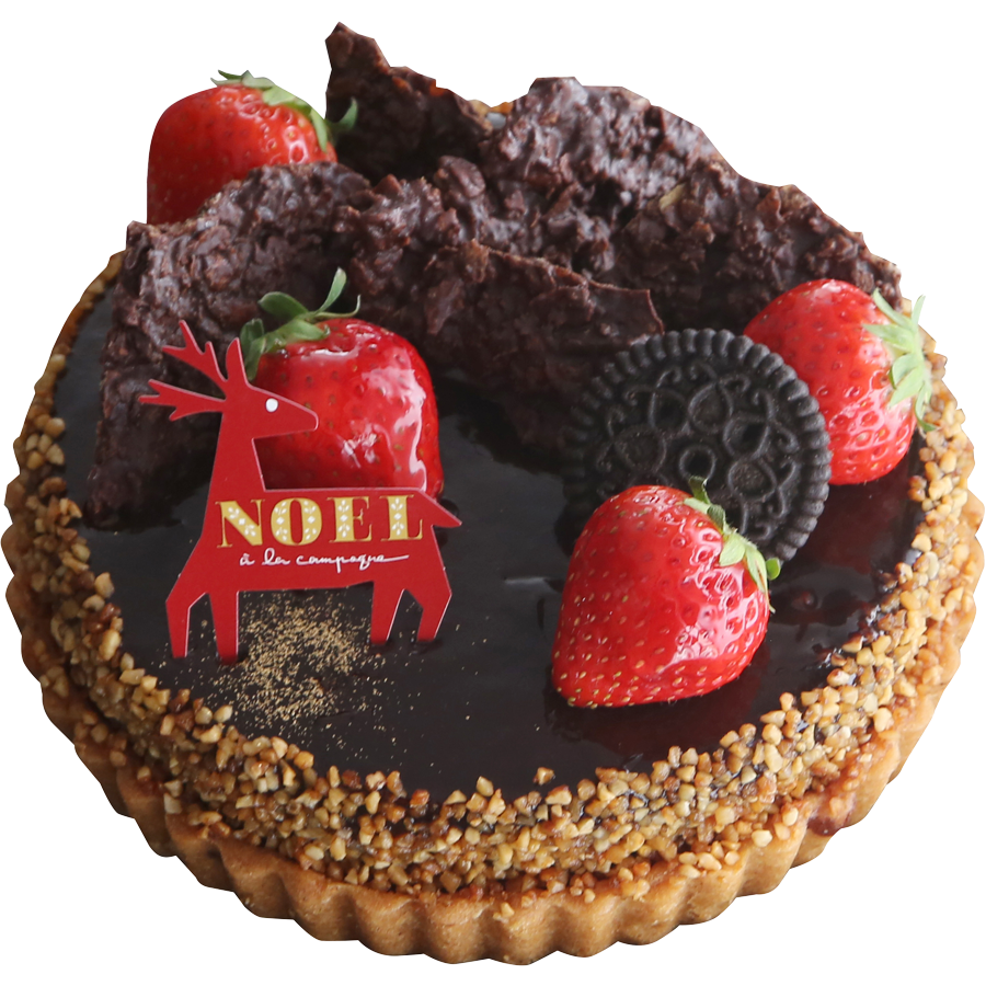 Tarte de noël au chocolat et fraises